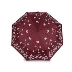 Ladies folding auto-open magic umbrella, butterfly - Bordeaux (1 Piece)