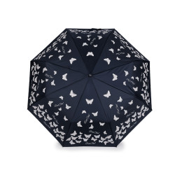 Ladies folding auto-open magic umbrella, butterfly - Blue dark (1 Piece)