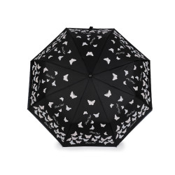 Ladies folding auto-open magic umbrella, butterfly - Black (1 Piece)