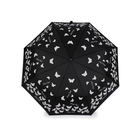 Ladies folding auto-open magic umbrella, butterfly - Black (1 Piece) Ladies folding auto-open magic umbrella, butterfly - Black (1 Piece)
