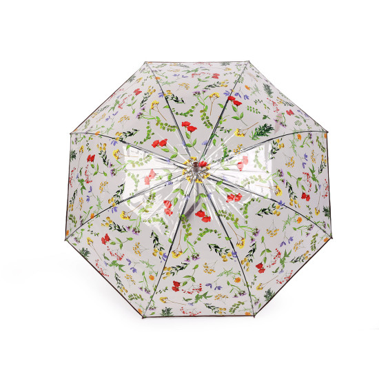 Parasol damski / dziewczęcy przezroczysty automatyczny polne kwiaty - Brązowy (1 Sztuka) Parasol damski / dziewczęcy przezroczysty automatyczny polne kwiaty - Brązowy (1 Sztuka)