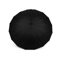 Grand parapluie familial avec manche en bois - Noir (1 Pièce)