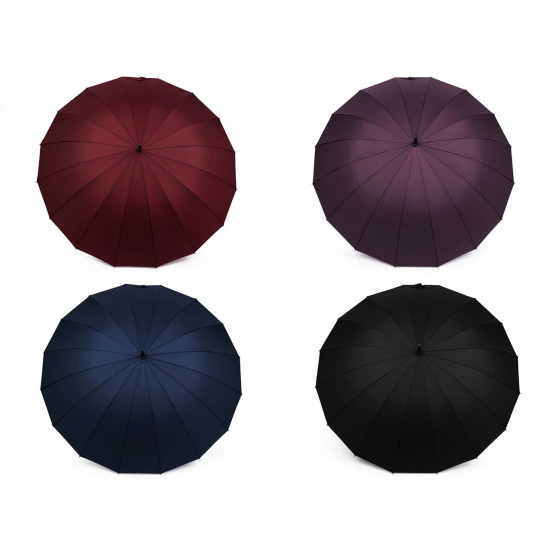 Grand parapluie familial avec manche en bois - Vert foncé (4 Pièces) Grand parapluie familial avec manche en bois - Vert foncé (4 Pièces)