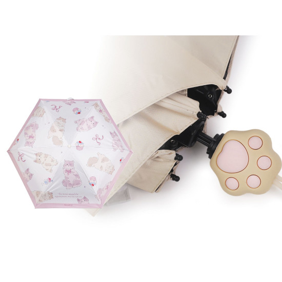 Parasol dziecięcy mini składany, kotek z rękojeścią łapka - Jasnybeżowy (3 Sztuki) Parasol dziecięcy mini składany, kotek z rękojeścią łapka - Jasnybeżowy (3 Sztuki)