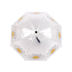 Parasol dziewczęcy przezroczysty kwiaty - Transparent (1 Sztuka)
