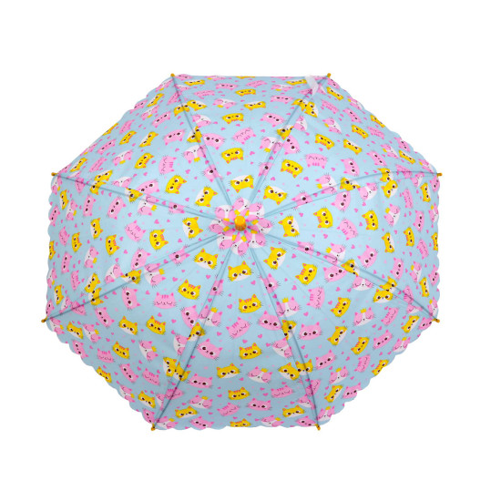 Parasol dziecięcy automatyczny tęcza, dinozaur, rakieta, kotek - Błękitny (1 Sztuka) Parasol dziecięcy automatyczny tęcza, dinozaur, rakieta, kotek - Błękitny (1 Sztuka)