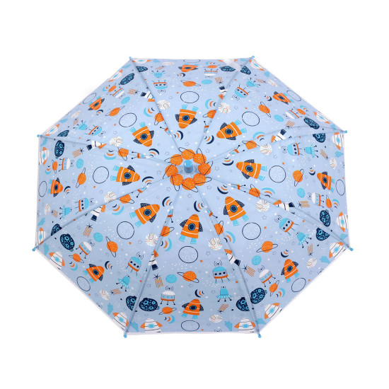 Parasol dziecięcy automatyczny tęcza, dinozaur, rakieta, kotek - Błękitny (1 Sztuka) Parasol dziecięcy automatyczny tęcza, dinozaur, rakieta, kotek - Błękitny (1 Sztuka)