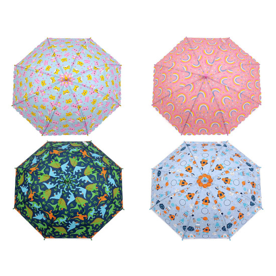 Parasol dziecięcy automatyczny tęcza, dinozaur, rakieta, kotek - Błękitny (1 Sztuka) Parasol dziecięcy automatyczny tęcza, dinozaur, rakieta, kotek - Błękitny (1 Sztuka)