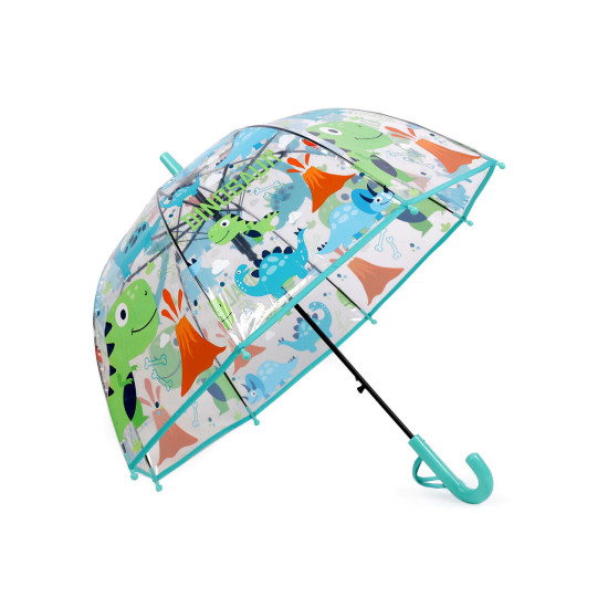 Parasol dziecięcy przezroczysty automatyczny dinozaury - Turkusowy (4 Sztuki) Parasol dziecięcy przezroczysty automatyczny dinozaury - Turkusowy (4 Sztuki)