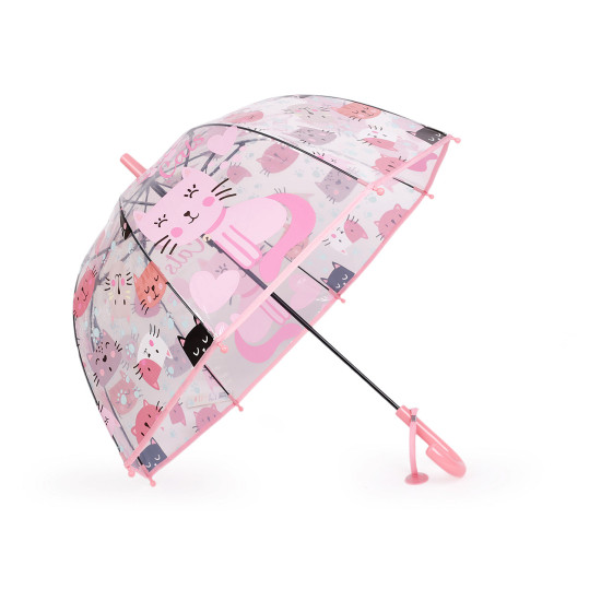 Parasol dziecięcy automatyczny przezroczysty kotki - Różowy jasny (1 Sztuka) Parasol dziecięcy automatyczny przezroczysty kotki - Różowy jasny (1 Sztuka)