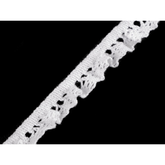 Cotton bobbin lace / elastic ruffle lace width 10 mm - White (1 Meter) Cotton bobbin lace / elastic ruffle lace width 10 mm - White (1 Meter)