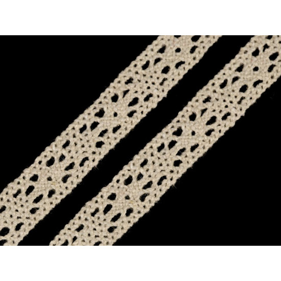 Bobina di pizzo in cotone, larghezza: 11 mm - Grigio (1 Metro) Bobina di pizzo in cotone, larghezza: 11 mm - Grigio (1 Metro)