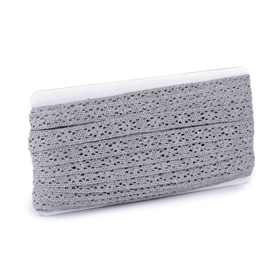 Bobina di pizzo in cotone, larghezza: 11 mm - Grigio (1 Metro) Bobina di pizzo in cotone, larghezza: 11 mm - Grigio (1 Metro)