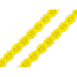 Bobina di pizzo in cotone, larghezza: 12 mm - Giallo verde (1 Metro)