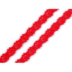 Bobina di pizzo in cotone, larghezza: 12 mm - Rosso (1 Metro)