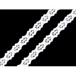 Bobina di pizzo in cotone, larghezza: 12 mm - Bianco (1 Metro)