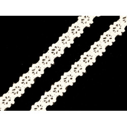 Bobina di pizzo in cotone, larghezza: 12 mm - Ecru chiaro (1 Metro)
