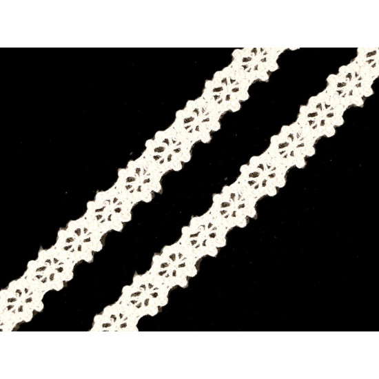 Bobina di pizzo in cotone, larghezza: 12 mm - Polvere (1 Metro) Bobina di pizzo in cotone, larghezza: 12 mm - Polvere (1 Metro)