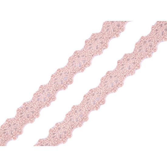 Bobina di pizzo in cotone, larghezza: 12 mm - Polvere (1 Metro) Bobina di pizzo in cotone, larghezza: 12 mm - Polvere (1 Metro)