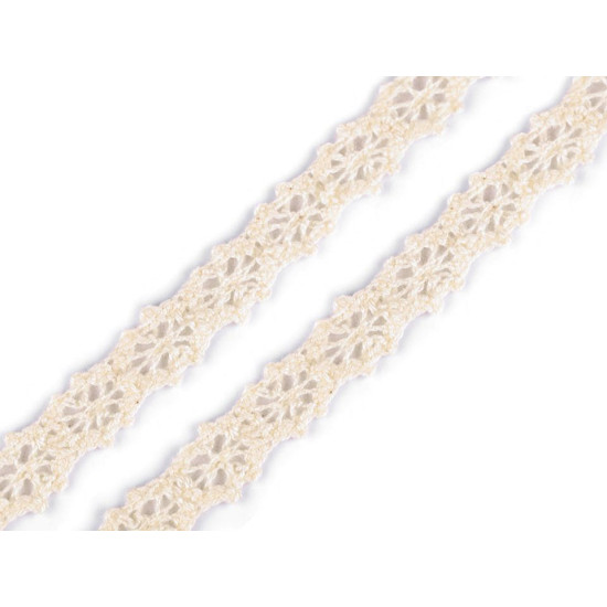 Bobina di pizzo in cotone, larghezza: 12 mm - Polvere (1 Metro) Bobina di pizzo in cotone, larghezza: 12 mm - Polvere (1 Metro)