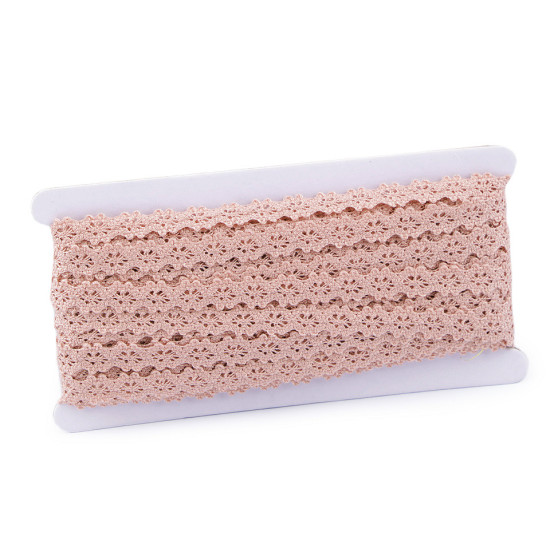 Bobina di pizzo in cotone, larghezza: 12 mm - Polvere (1 Metro) Bobina di pizzo in cotone, larghezza: 12 mm - Polvere (1 Metro)