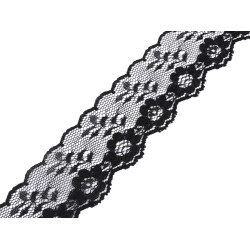 Polyamide / nylon lace width 36 mm - Black (1 Meter)