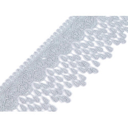 Guipure lace trim with tassels width 80 mm - Dove grey (1 Meter)