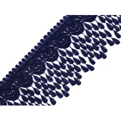 Guipure lace trim with tassels width 80 mm - Berlin blue (1 Meter)