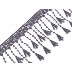 Ätzspitze mit fransen breite 12 mm - Grau-trüb (1 Meter)