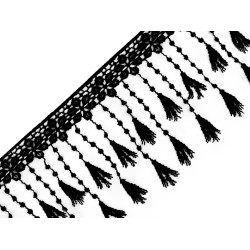 Ätzspitze mit fransen breite 12 mm - Schwarz (1 Meter)