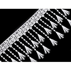 Guipure lace trim with tassels width 12 mm - White (1 Meter)