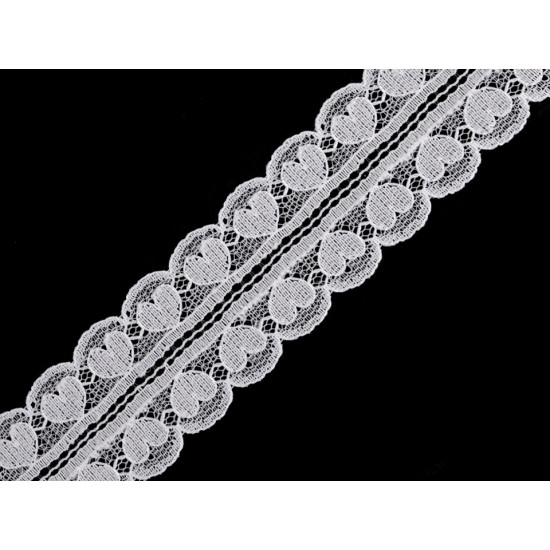 Polyamide lace trim / insert heart width 30 mm - Off white (18 Meters) Polyamide lace trim / insert heart width 30 mm - Off white (18 Meters)