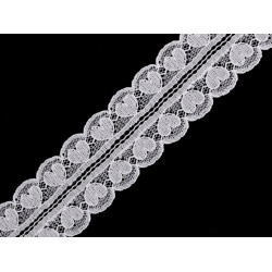 Polyamide lace trim / insert heart width 30 mm - Off white (18 Meters)