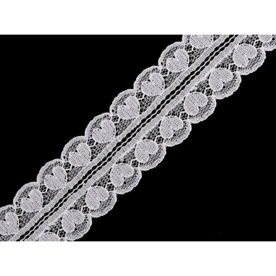 Polyamide lace trim / insert heart width 30 mm - Off white (18 Meters) Polyamide lace trim / insert heart width 30 mm - Off white (18 Meters)