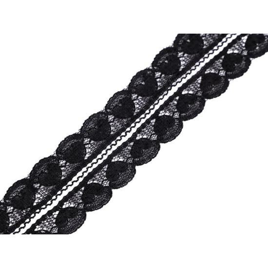 Polyamide lace trim / insert heart width 30 mm - Off white (18 Meters) Polyamide lace trim / insert heart width 30 mm - Off white (18 Meters)