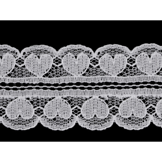 Polyamide lace trim / insert heart width 30 mm - Off white (18 Meters) Polyamide lace trim / insert heart width 30 mm - Off white (18 Meters)