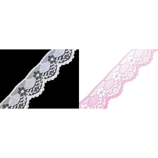 Polyamide lace trim width 40 mm - White (15 Meters)
