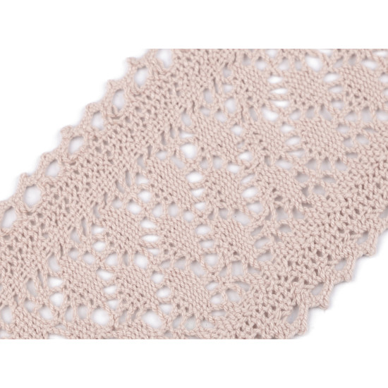 Cotton bobbin lace trim / insert, width 10 cm - Dark rye (1 Meter) Cotton bobbin lace trim / insert, width 10 cm - Dark rye (1 Meter)