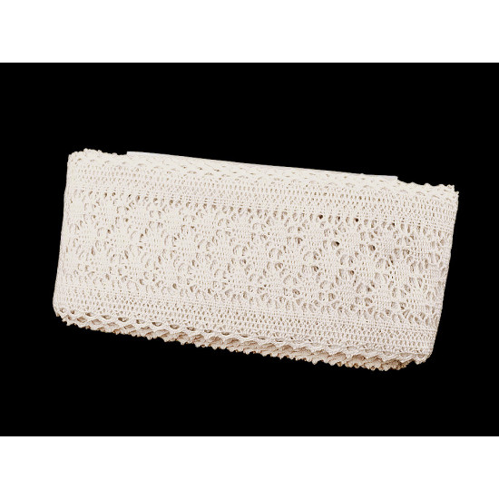 Cotton bobbin lace trim / insert, width 10 cm - Dark rye (1 Meter) Cotton bobbin lace trim / insert, width 10 cm - Dark rye (1 Meter)