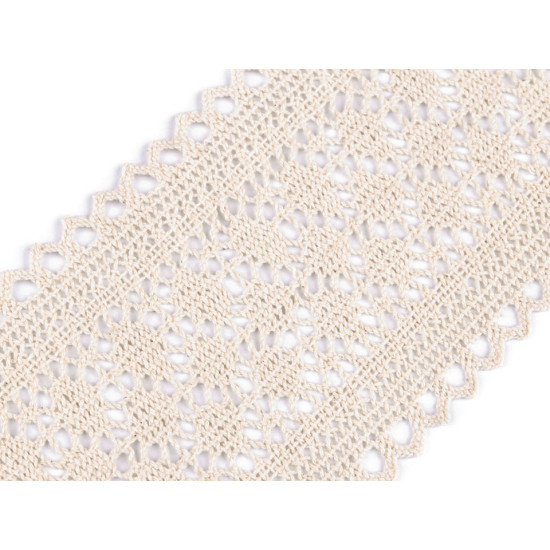 Cotton bobbin lace trim / insert, width 10 cm - Dark rye (1 Meter) Cotton bobbin lace trim / insert, width 10 cm - Dark rye (1 Meter)
