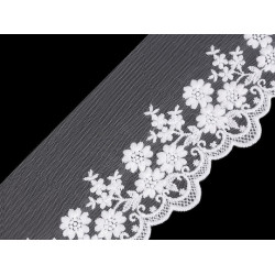 Embroidery lace on organza width 90 mm - Off white (1 Meter)
