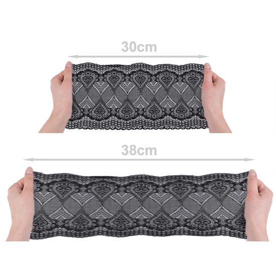 Elastic lace / table runner / insert width 18 cm - Snow white (1 Meter) Elastic lace / table runner / insert width 18 cm - Snow white (1 Meter)
