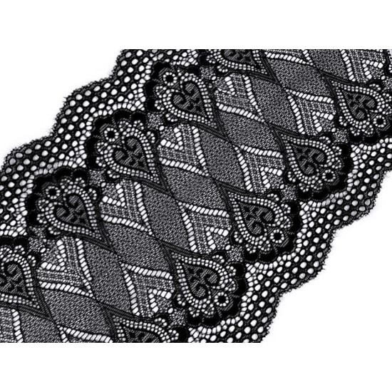 Elastic lace / table runner / insert width 18 cm - Snow white (1 Meter) Elastic lace / table runner / insert width 18 cm - Snow white (1 Meter)