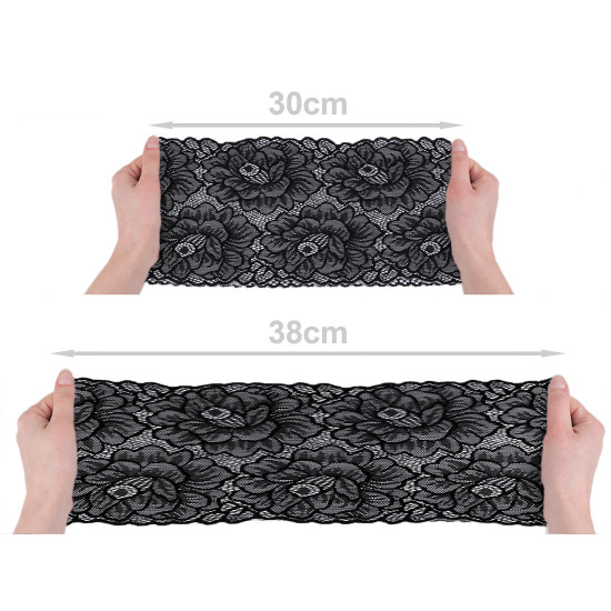 Elastic lace / table runner / insert width 15.5 cm - Snow white (1 Meter) Elastic lace / table runner / insert width 15.5 cm - Snow white (1 Meter)