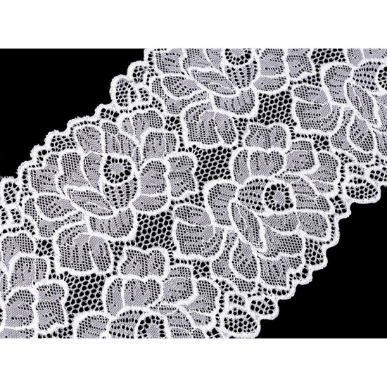 Elastic lace / table runner / insert width 15.5 cm - Snow white (1 Meter) Elastic lace / table runner / insert width 15.5 cm - Snow white (1 Meter)