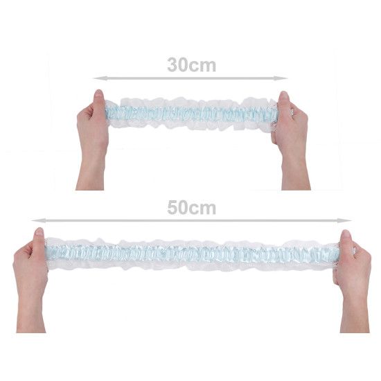 Frill elastic for garter width 65 mm - White-blue (27 Meters)