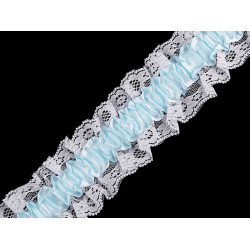 Frill elastic for garter width 65 mm - White-blue (27 Meters)