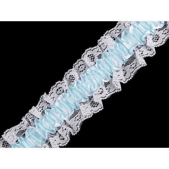 Frill elastic for garter width 65 mm - White-blue (27 Meters)