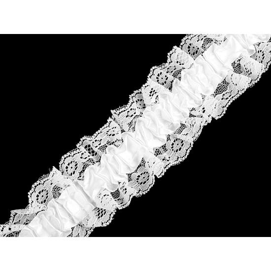 Frill elastic for garter width 65 mm - White-blue (27 Meters)
