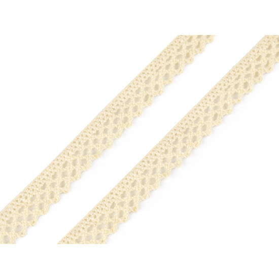 Bobina di pizzo in cotone, larghezza: 12 mm - Vaniglia (5 Metri) Bobina di pizzo in cotone, larghezza: 12 mm - Vaniglia (5 Metri)